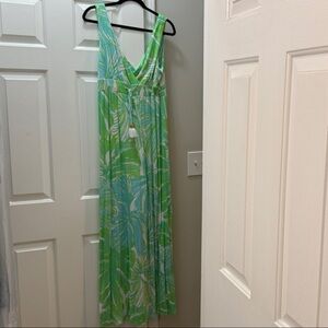 Lilly Pulitzer Green and Turquoise Floral Maxi Dress